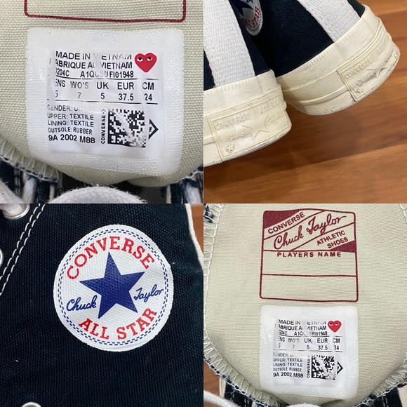 CONVERSE X Comme des Garçons PLAY High Top Chuck 70 Unisex Sneakers Women’s 7 - Picture 15 of 16